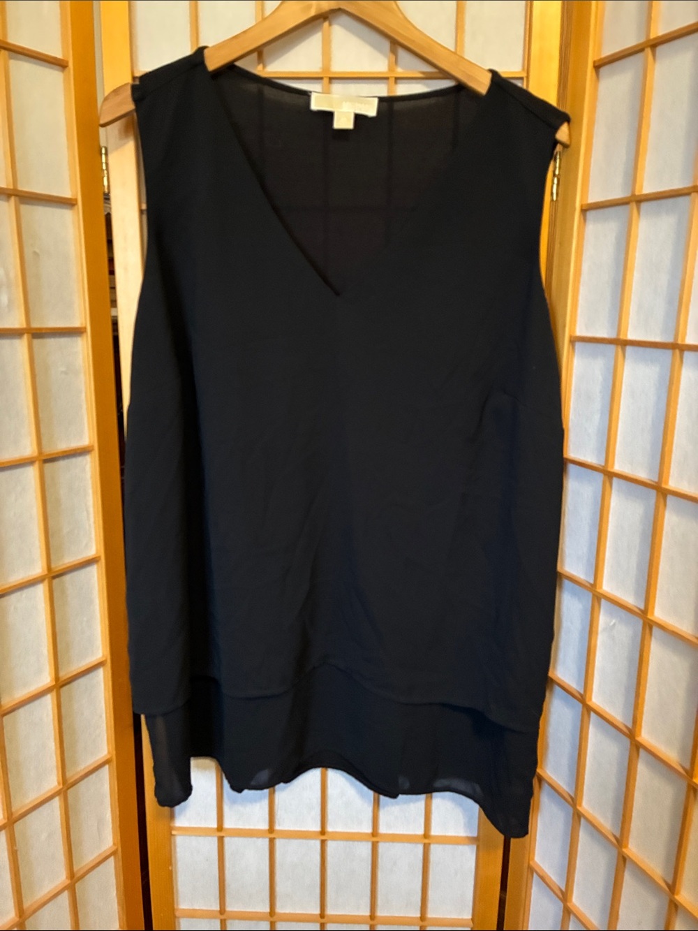 MICHAEL Michael Kors Black V-Neck Sleeveless Layered Tunic